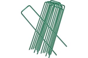 BECHOICEN Fixed Lawn Garden Pegs Stakes for Netting Robust and Corrosion-resistant U-Shaped Nail Pins for Weed Tent Pegs Metal for Artificial Grass, Green Paint. (Green, 10PCS)