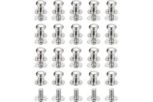 sourcing map 6mm Ball Head Stud Rivets Screw Back, 20Pack Round Head Button Nipple Rivet for DIY Leather Craft Handbag Belt, Silver Tone