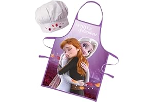 Sorrisini Grembiule e Cappello da Cuoco Regolabile Frozen per Bambini | Grembiule Carino per Cucinare, cuocere o dipingere | 3-8 Anni (Frozen)