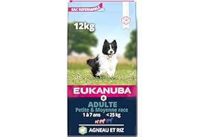 Eukanuba Chien Adulte Nourriture sèche Pour Petite et Moyenne Race Agneau&Riz 12kg