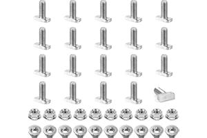 EKOCEV Lot de 20 Vis à Tête de Marteau M10 x 25 mm Boulons de Rail en T en 304 Acier Inoxydable A2-70 avec Écrou à Bride pour Serre Module PV, Rail de Montage Solaire Photovoltaïque