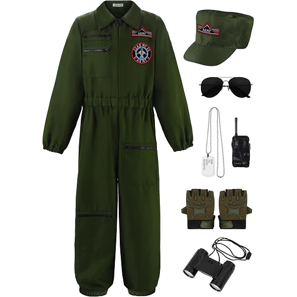 Kampfpiloten-Kostüm Für Jungen – Grüner Overall Für Karneval, Halloween & Kinderpartys (3-4 Jahre)