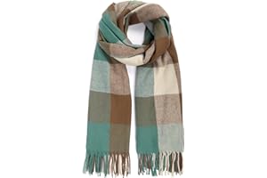 Kotashion Ladies Scarves Warm Shawl Oversized Long Blanket Womens Winter Pashmina Tartan Checked Scarf Gifts for Women Warm Cashmere Shawl Secret Gift for Her