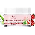 Moolveda Aloe Vera Rose Gel Pure & Natural Moisturizer for Face, Skin & Hair | Hydrating & Soothing Aloe Vera Gel with Rose Extracts | Non-Sticky, Paraben-Free, Suitable for All Skin Types, 150gm