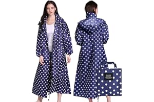 LAMA Impermeabili Lunghi da Donna con Cappuccio, Riutilizzabili Ripiegabili con Maniche Lunghe per Adulti Donna, per Bici Moto Equitazione Escursionismo Trekking