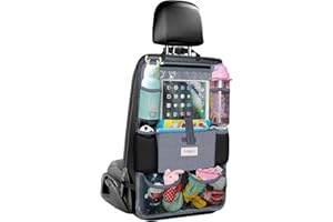 SURDOCA Organisateur de Voiture - Organisateur Voiture Enfant, 4th Generation 【Super Capacité】 Organisateur Siege, Parfait Ajustement avec【9.7 & 10.5 tablet】 Organiseur Siege Voiture (Gris)
