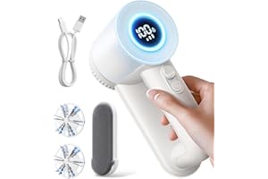 FEELNEEDY Levapelucchi Elettrico, 2 in 1 Togli Pelucchi Elettrico con Spazzola Anti Pelucchi, 2000 mAh Batteria Ricaricabile Integrata, 2 Lame Sostituibili, 3 Velocità Regolabili, Display LED, Cavo USB-C