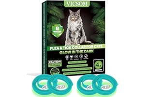 VICSOM Collare Antiparassitario per Gatti, Luminoso Sicuro Collare Antipulci Gatto, Collari Antiparassitari per Gatti, 8 Mesi di Protezione Naturale Collare per Gatti Regolabile Impermeabile Azzurro 4 pz
