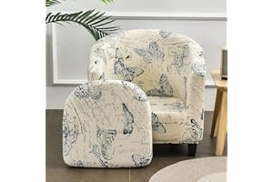 Highdi 2 Piezas Funda de Sillón Chesterfield, Cubre Sofá de 1 Plaza Elásticas Lavable Universal Antideslizantes, Fundas Protector de Butaca Elegante para Dormitorio,Contador (Espécimen de Mariposa)