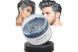 GOCBOBO Cire Colorante Cheveux Une Fois Temporaire Lavable Gris Cire de Couleur de Cheveux Hommes et Femmes DIY Cire Capillaire Colorée Convient aux Faire la Fête Déguisements Halloween 4,23 Oz