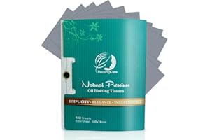 PLEASINGCARE Natural Facial Oil Blotting Paper Sheets - Bamboo Charcoal 100 Counts, Easy Take Out Design - Top Oil Absorbing Tissues, Premium Handy Face Blotting Sheets - Facial Skin Care or Make Up Must Have!