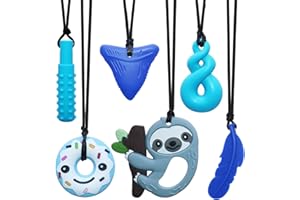 HOAISUN Chew Necklaces for Sensory Kids, 6 Pack Chew Toys for Autistic Children, ADHD, SPD, Chewing, Biting, Teething or Special Needs, Autism Sensory Chewy Toys Necklace for Boys and Girls