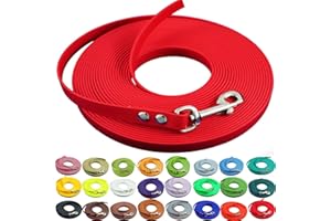 bio-leine Recall Lead 12 mm Made of Biothane - 10.0 m in Red I Dog Lead without Hand Loop for Small and Large Dogs - Water-Repellent Lead