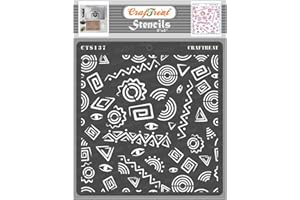 CrafTreat African Tribal Stencils for Crafts Reusable Vintage - Folk Art Background - Size: 6X6 Inches - Tribal Pattern Stencil for Furniture Painting - African Stencils for Painting on Concrete