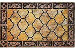 Acomoda Textil – Felpudo de Entrada 45x75 cm, Alfombra Rectangular de Goma Antideslizante y Resistente. Alfombrilla Acolchada de Fácil Limpieza Ideal para Interior y Exterior. (Rombo)