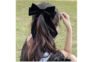 Inateannal Fermagli per capelli con fiocco in velluto nero Mollette con fiocco a coda lunga in velluto Mollette per capelli con fiocco in raso Fiocco invernale francese Fermacapelli Mollette con