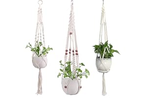 ‎BONN DESIGN 3X Set Premium Makramee Blumenampel 90cm Innen Außen Garten Blumentopf Halter Macrame Hängepflanzen Topf Balkondekoration Lounge Deco Blumen Ampel Balkon Wandbehang Boho Pflanzenhänger Pflanzenampel