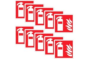 SRTSTR 10Pcs Cartello Estintore PVC Estintore Cartello di Sicurezza Adesivo Insegna con il Simbolo di un Estintore Impermeabile Anti-UV, per Esterno e Interno, 10x10cm