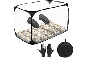 ELIPHONTOWNE Still Air Box – Tente de culture de champignons transparente pliable 90 x 60 x 60 cm avec 1 paire de gants, sac de culture portable pour champignons, mycologie, spores, scientifique