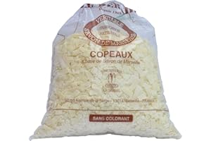 ESTENAT Copos de jabón de Marsella, 1 kg, sin aroma, detergente con jabón de Marsella, fabricado artesanalmente por Le Serail desde 1949
