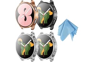 CaseBot Etui kompatybilne z Samsung Galaxy Watch 4 40 mm/44 mm [4 sztuki] ultracienkie, lekkie etui ochronne, 1 czarny + 1 różowe złoto + 2 przezroczyste