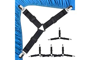 Hongoen 4 Stück Bettlakenspanner,Spanner für Spannbettlaken,mit Clips aus Metall,Dreieckige Bettlaken Spanner,Spannbettlaken Halter,Bettlaken Spanngurte,für Bettwäsche, Matratze oder Sofa
