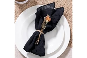 MLMW Schwarze Stoffservietten, Set mit 10 Stück, Leinen, waschbar, 41 x 41 cm, für Hochzeit, Party, Babyparty, Brautparty, Geburtstag, Tischdekorationen