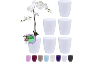 Santino Zestaw 6 doniczek z automatycznym nawadnianiem z systemem knotów i wskaźnikiem poziomu wody do wnętrz, doniczka na storczyki D 12 cm (biała, 1,3 l)
