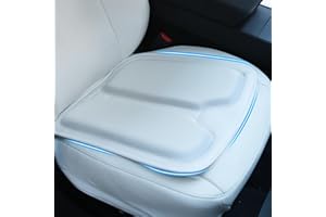 TOPABYTE Car Seat Cushion for Tesla Model Y/3/S/X Cybertruck Premium Memory Foam Driver Seat Cushion to Improve Driving View Nappa Leather Anti-Slip Pad Hip Pain Relief (1 Pieces/White)