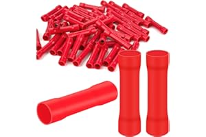 DAWENUR 50x Stoßverbinder 0,5-1,5 mm² Quetschverbinder Rot Kabelschuhe PVC Isoliert Stossverbinder BV Kabelverbinder