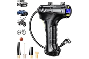 Haquno Cordless Tyre Inflator Handheld Air Compressor, 12V Portable 5200mAh Rechargeable Car Tyre Pump for Car, Motorcycle, Bicycle