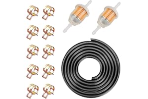 GANILITY Kit tubo Benzina, Tubo Carburante Ø 6 mm Diametro Interno, Lunghezza 2 m, con 10 Fascette Stringitubo, 2 Filtri Benzina, per Piccole Moto, Camion, Auto, Scooter