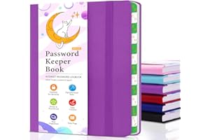 METEOROCK Piccolo Taccuino delle Password - Libro delle Password con Schede Alfabetiche, Organizzatore Taccuini delle Password, Indirizzo Internet e Libro delle Password (Viola Scuro, 11,5 x 15,5 CM)