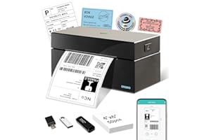 ORGBRO Impresora Termica Z1 Plus Bluetooth Impresora de Etiquetas de Envío 4x6 Impresora Etiquetas Autoadhesivas Etiquetadora Ideal para Pequeñas Empresas, Compatible con Amazon, Ebay, Shopify, Negro