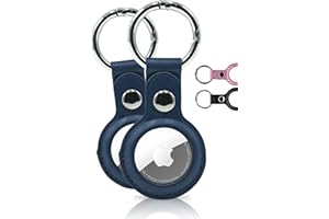 WLine 2 Porta AirTag Apple in Pelle PU - Portachiavi Compatibile con Air Tag con Chiusura a Molla per Zaini o Animali (Blu)