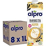 Alpro Barista Haferdrink, 8x1L, haltbar, 100% pflanzlich, Quelle von Calcium und Vitaminen, zuckerarm, fettarm, ohne Laktose,