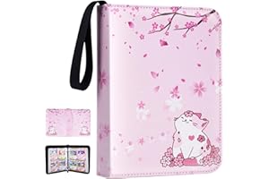 CLOKORIA Segregator na karty dla dziewcząt, 440 kart, kolekcjonerskie etui na karty kolekcjonerskie z 55 rękawami, 4 kieszenie na karty do gier TCG, kolekcja kart kolekcjonerskich, album