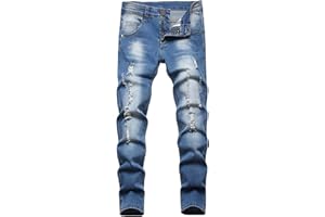 Happy Cherry Jeans da ragazzo per bambini, strappati, elasticizzati, skinny, pantaloni per adolescenti, taglio dritto, taglio a barca, età 5-16 anni