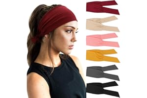 DRESHOW 6 Pièces Bandeau Cheveux pour Femme Boho Bandeaux Vintage Imprimé Tête Enveloppe Extensible Hairband Twisted Cute Hair Accessoires