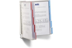 Durable 569100 Function Wall Support Métallique Mural 10 Pochettes pour Consultation et Présentation Documents A4 5 Rouge/5 Bleu