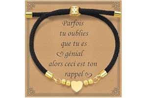 Gamtic Bracelet Amitié Femme Porte Bonheur - Coeur Fait à la Main Bracelet Protection Amulette Bonne Chance Amitié Diplômés Couples Anniversaire Cadeau Noel