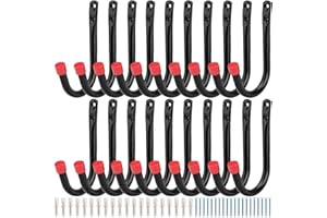 HEAVDACE 20 ganchos de almacenamiento de garaje resistentes, gancho en J para organizar herramientas de jardín, artículos a granel