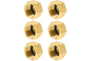YEAUPE PRO Tappo per Tubo in Ottone,6 Pezzi G1/2"(Ø 19,5 mm) Femmina con Guarnizione,Tappi per Tubi Esagonali in Ottone,Raccordi Idraulici Esagonale per Lavatrice, Valvola del Radiatore,Rubinetti