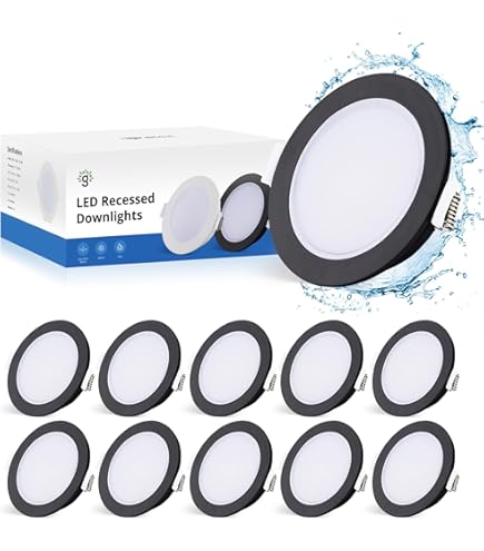 KYOTECH Led-inbouwspot, dimbaar, 60-75 mm, 5 W, IP65, led-inbouwspot, extra vlak, neutraal wit, 4000 K, plafondspot, waterdicht, badkamer, nikkel, 6 stuks (niet draaibaar