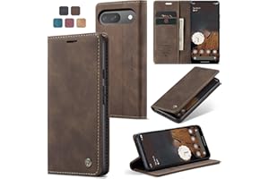 owlhold Handyhülle für Google Pixel 9/Pixel 9 Pro Hülle Premium Lederhülle Weiches Vintage-Nubukleder Faltbare Ständer Schutzhülle Kartenfach Standfunktion klapphülle Pixel 9/Pixel 9 Pro -Kaffee