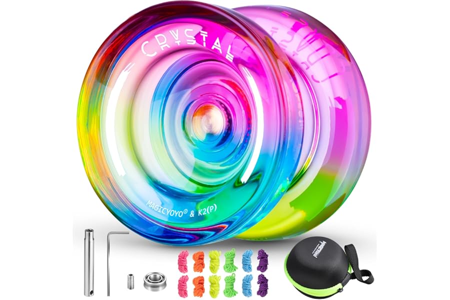 MAGICYOYO Responsive Yoyo for Kids, Professional Dual Purpose Yoyo for Advanced, Crystal Gradient YoYo K2 with Replacement Unresponsive Yo Yo Bearing+ 12 Yo-Yo Strings + Yo yo Bag