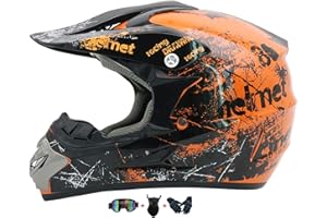 MTQCBDHY Casques Motocross Enfant Et Adulte Set, Casque De Cross VTT, Casques Cycliste Motocross Adulte, Protection Enduro Casque Moto pour Scooter Chopper Quad Casque De Moto Homme Et Femme