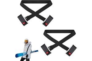 GSrenyu 2 Pack Ski Snowboard Carrier Straps, Adjustable Shoulder Ski Pole Straps with Cushioned Fasteners for Carrying Boards Boots Men Women Kids