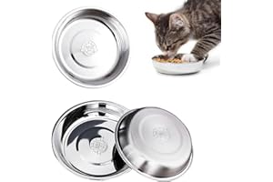 STARFA LAB Stainless Steel Cat Bowls, 3 Pcs 5.5 Inch Replacement Basic Small Dog Bowl, Cat Food Bowls Whisker Shallow Food Metal Dish (5.5Inch)