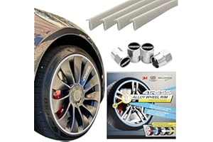 4TRESS Ultra Alloy Wheel Protectors (White) Rim Protectors for Wheels - Car Rim Protectors for Alloy Wheels by Rimblades with 4Tress 4Pcs Wheel Chrome Dust Caps